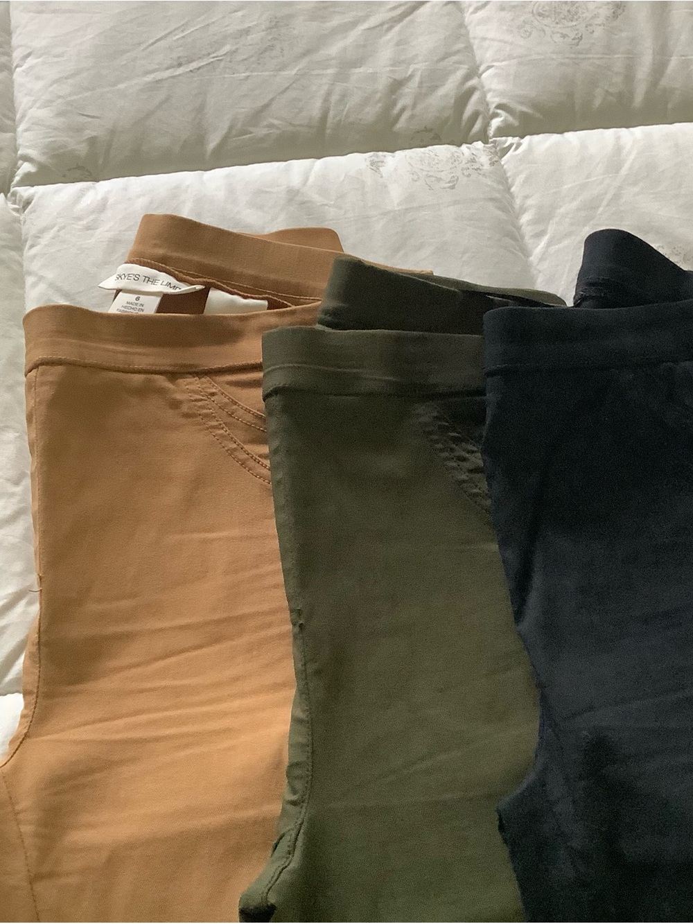 Set of 3.   Skye's the Limit Pull-On Pants in Tan, Olive, Black